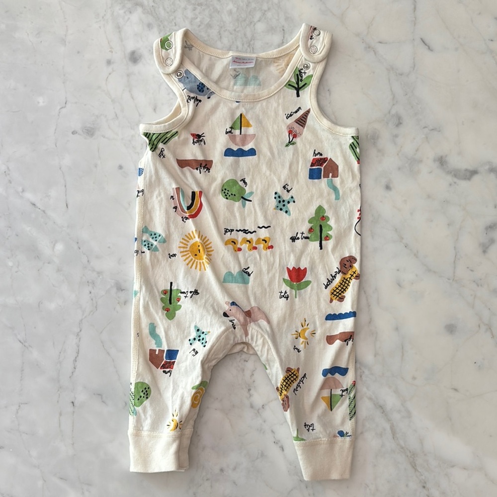 Hanna Andersson Cream One Piece with Multicolor Print 6-12 Months